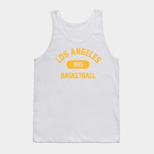 Retro 1985 Los Angeles Basketball Distressed Varsity Logo (Gold) Tank Top